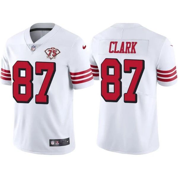 Men San Francisco 49ers 87 Dwight Clark Nike White 75th Anniversary Vapor Limited NFL Jersey